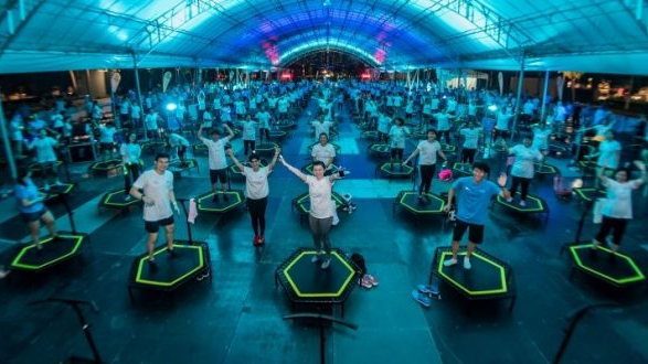 Most number of people on trampolines Most number of people on trampolines.