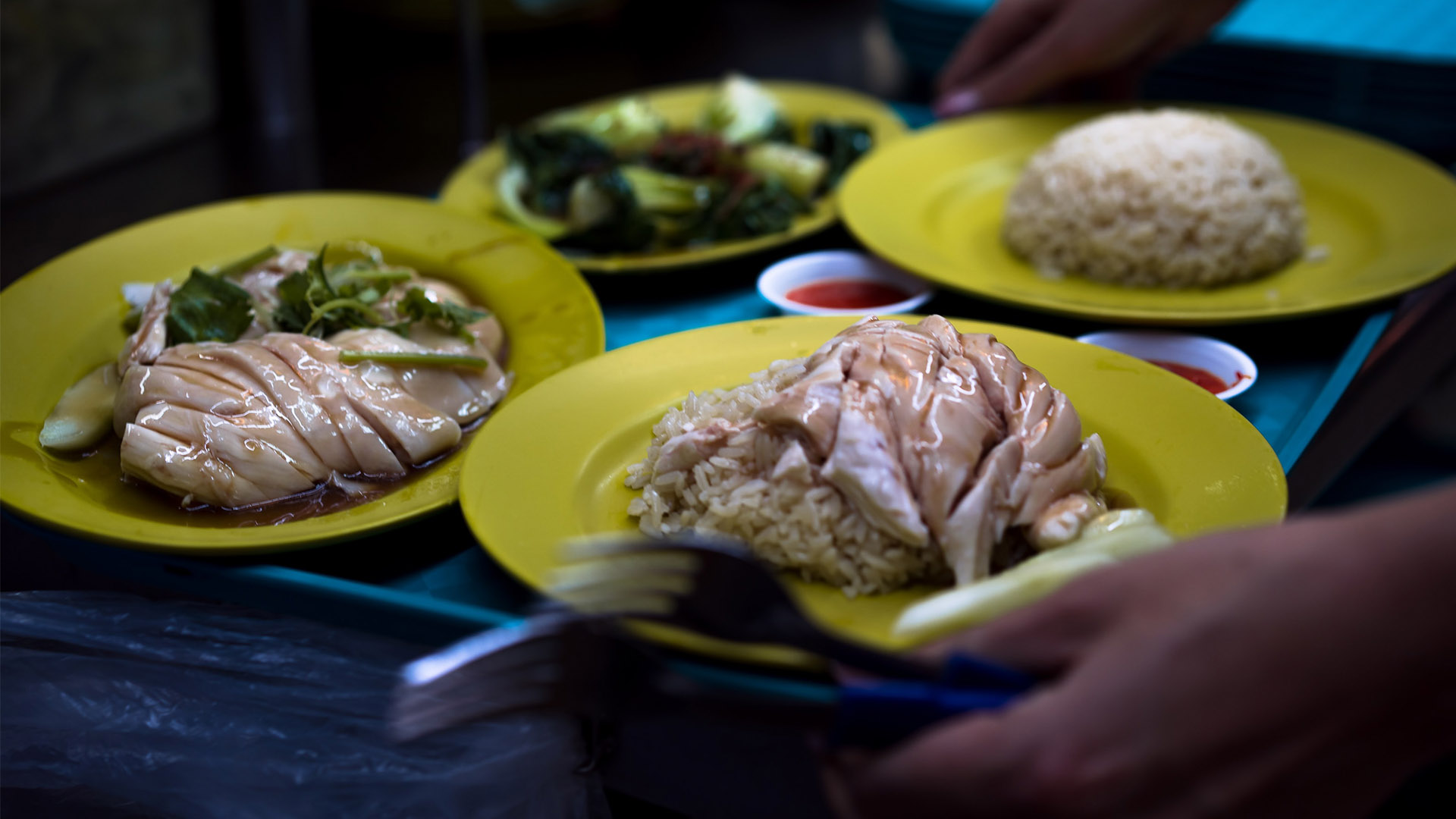 Chicken rice at hawker centre in Singapore