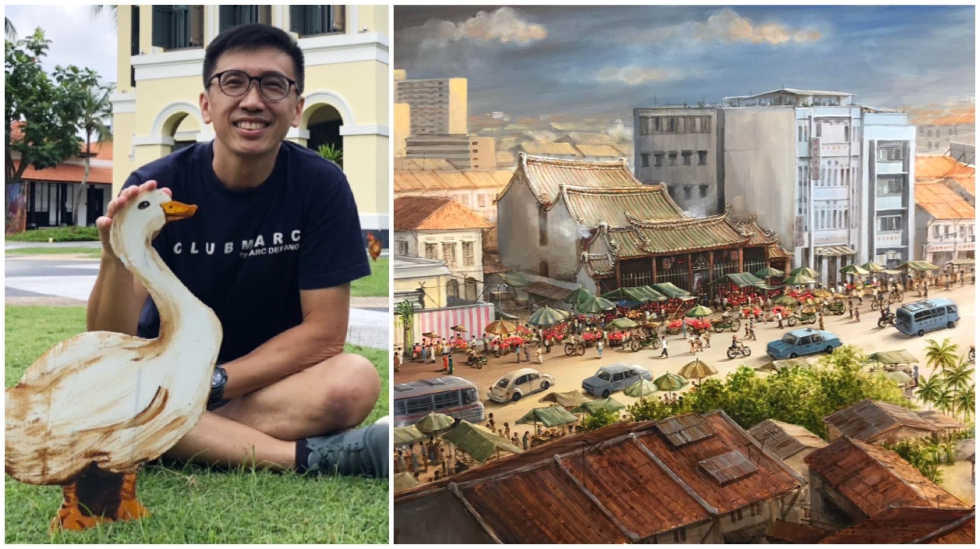 Whether he's creating cut-outs of chickens and ducks, working on a massive 50m-long canvas painting, or covering walls with heartfelt murals of Singapore, Yip Yew Chong approaches his art with an accountant's pragmatism.