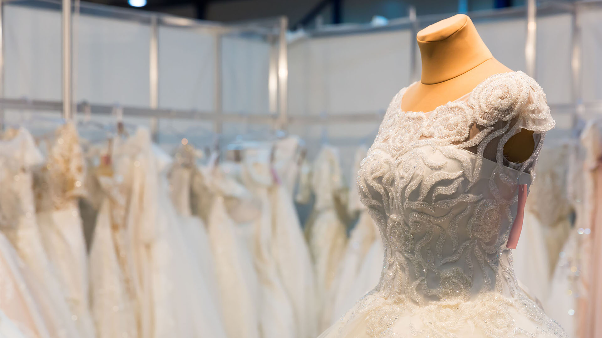 Wedding gowns at a bridal studio in Singapore.