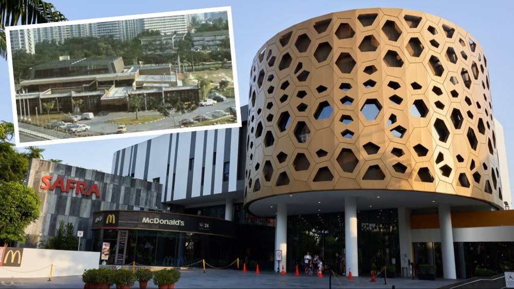 SAFRA Toa Payoh in the 70s (inset) and how it looks like today.