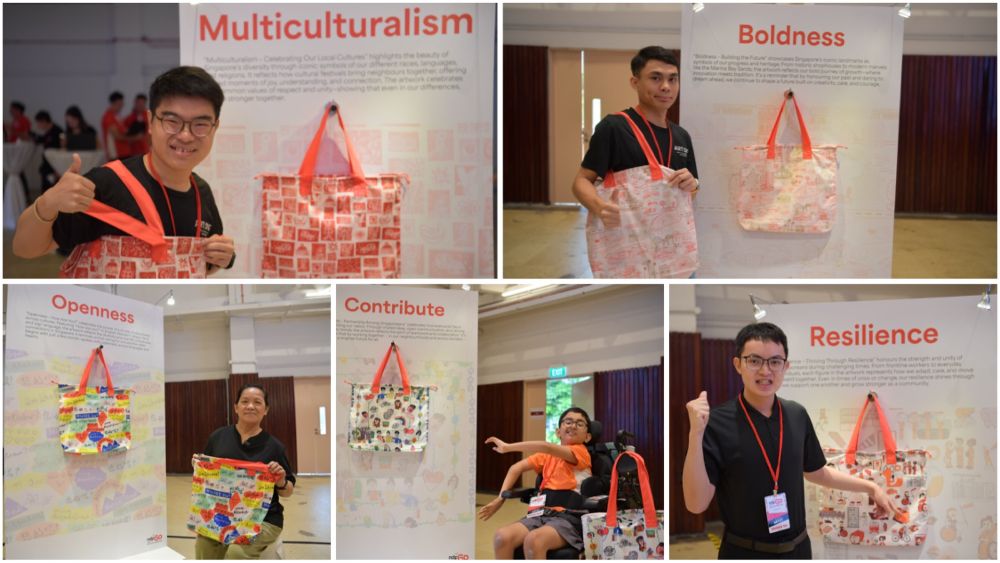 Some of the 41 artists who created the seven NDP pack designs that represent what Singapore’s journey and future mean to them.