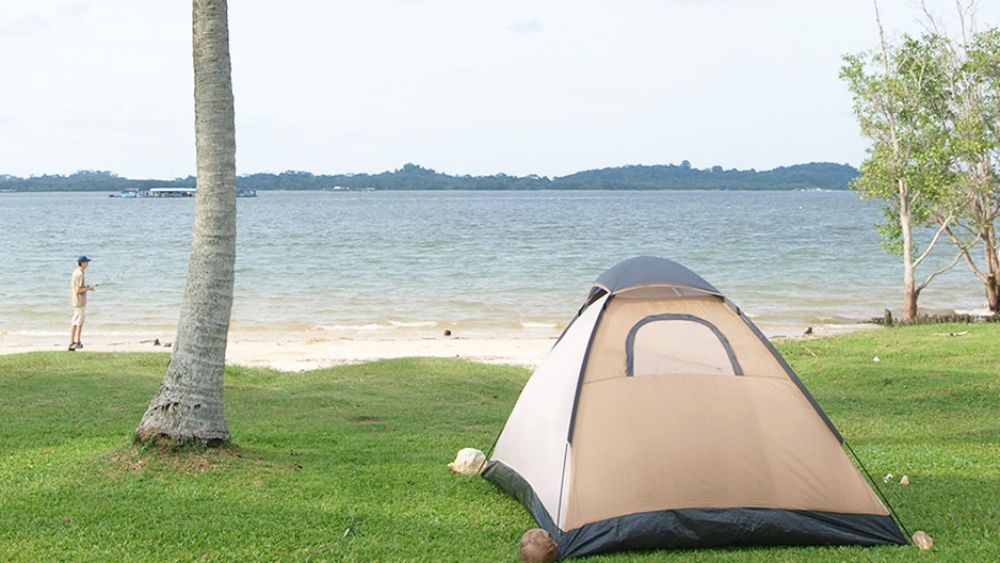 Camping tent set up at a legal campsite in Singapore
