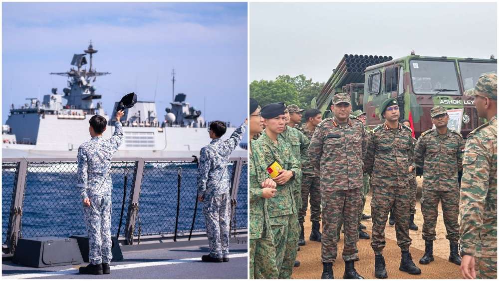 The SAF joined India in two very different settings: naval drills at sea and army training in the desert.