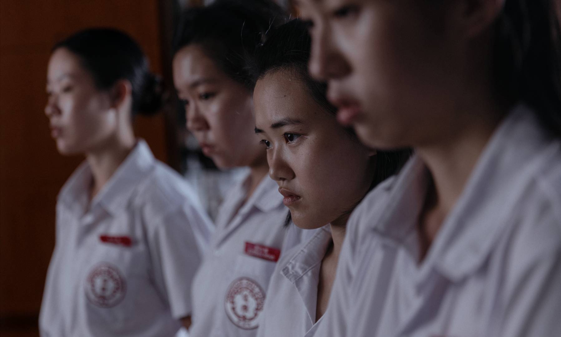 Nicole Lee, Lim Shi-An, Genevieve Tan, and Ranice Tay, the cast of Amoeba, an award-winning film by Singapore director Tan Siyou.