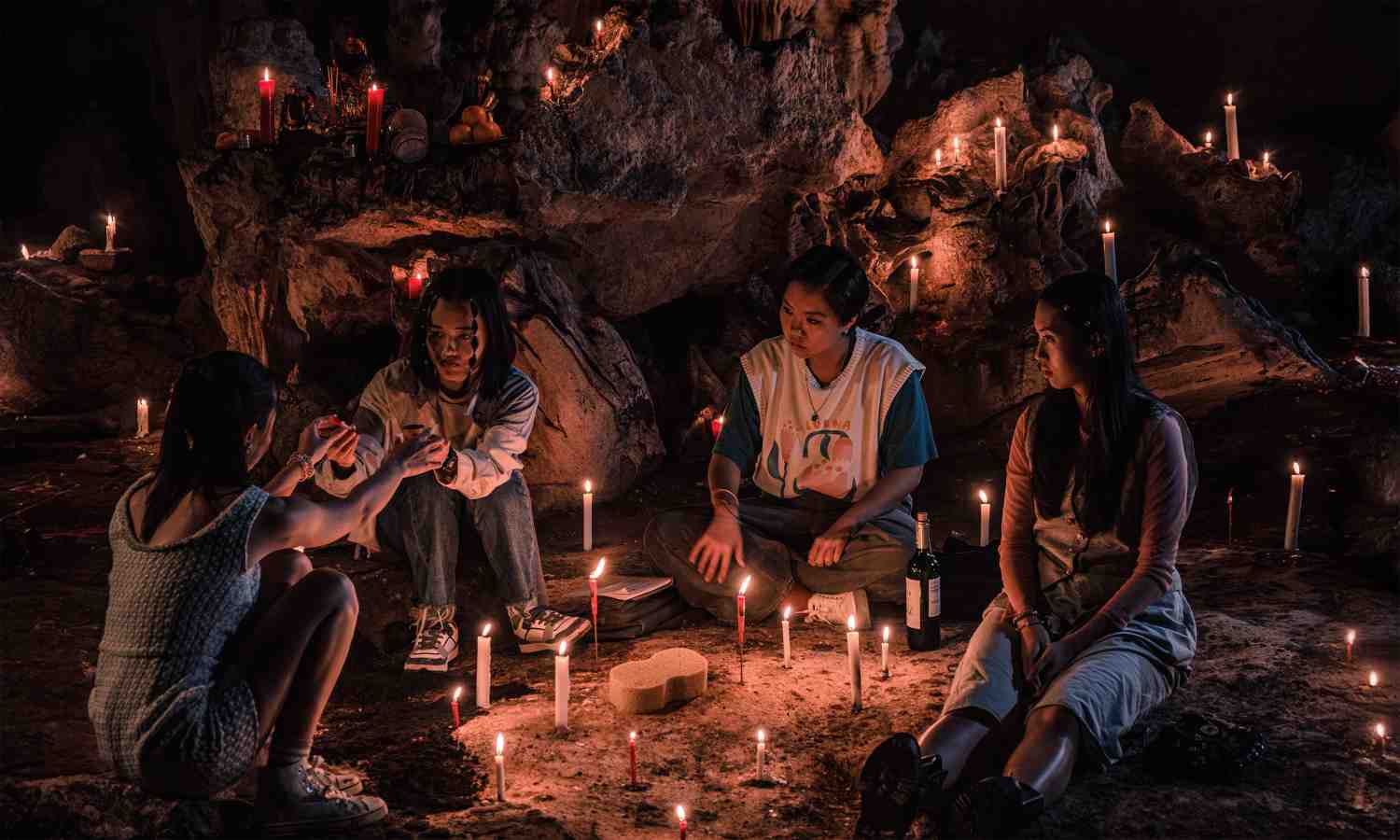 Nicole Lee, Lim Shi-An, Genevieve Tan, and Ranice Tay, the cast of Amoeba, an award-winning film by Singapore director Tan Siyou.