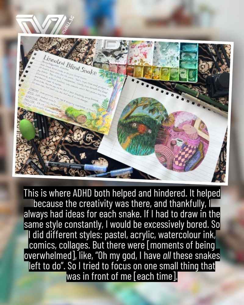 Snakes of Singapore artwork by Juliette Yu-Ming Lizeray, Singapore artist with ADHD